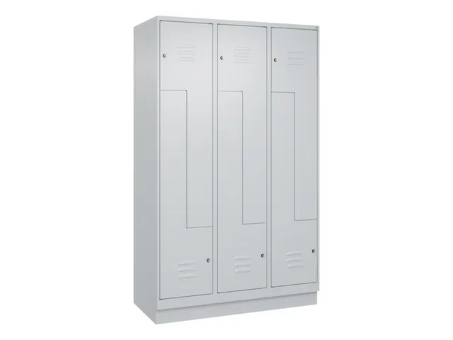 Z-garderobekast,HxBxD 1950x1200x500mm,vak B 200/400mm,cil.-slot,sokkel