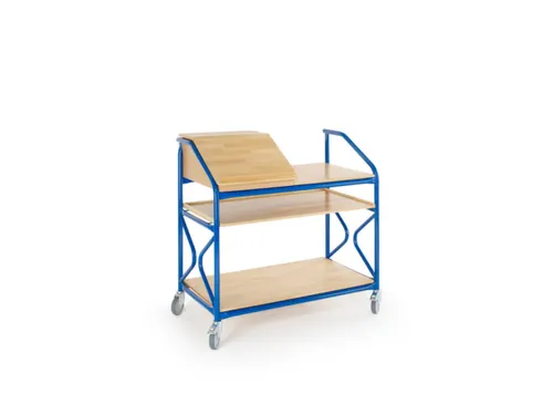 Verrijdbare lessenaar,HxBxD 1240x1230x690mm,m. legborden,klapdeksel