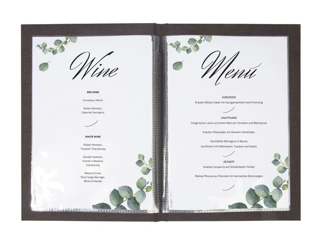 Porte-menu Sigel A5 gris foncé avec insert bambou pour 8 pages