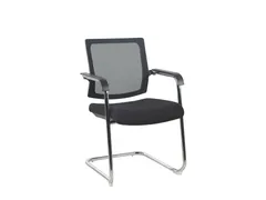 Tallinn vergaderstoel Zwart Netrug Chroom Sledeframe