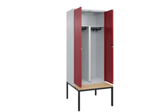 PBM-locker met bank,HxBxD 2120x800x815mm,2vak,vak B 400mm,cil.-slot