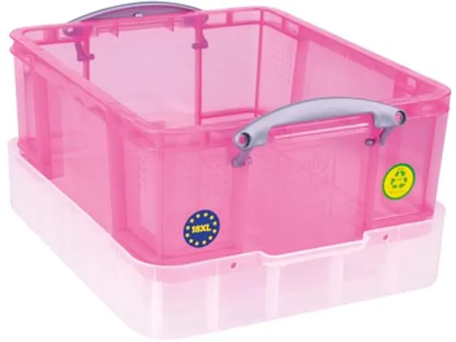 opbergdoos 18 liter XL transparant roze