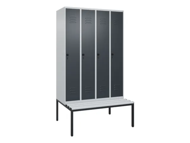 Armoire vestiaire avec banc HxlxP 2120x1200x815mm 4compart.