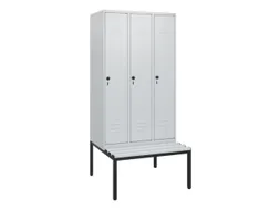 locker met bank,HxBxD 1950x900x815mm,3vak,vak B 300mm,draaigrendel