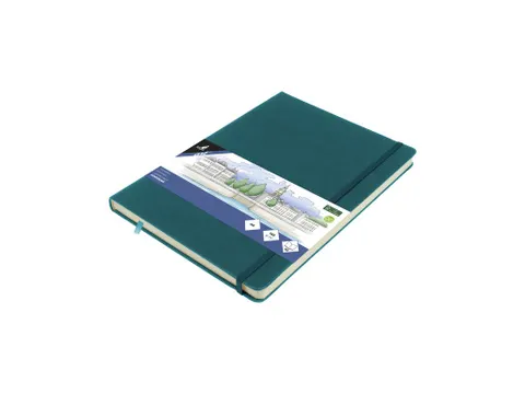 Schetsboek Kangaro A4 dark turquoise PU HC 80 vel 140gr roomwit met el