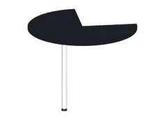 aanbouwtafel,i.h.v.,HxØ 720-840x1000mm,driekwartrond,CC-zwart