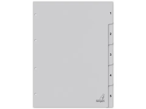 Tabblad ECO Kangaro A4 cijfers 180 grams grijs karton 4-gaats 5-delig