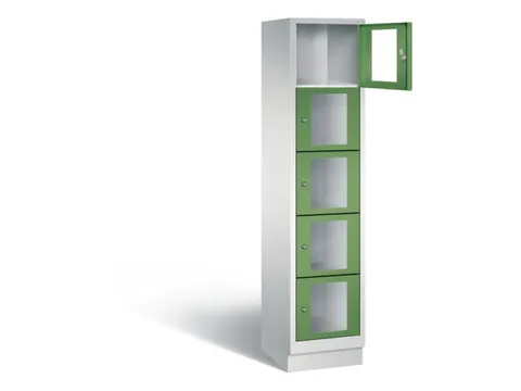 Lockerkast 1800x420x500mm 1x5 vakken Cilinderslot, Sokkel, RAL6011