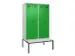locker met bank,voor scheiding van kleding,HxBxD 2120x1200x815mm,4vak