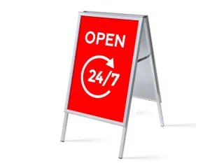 Stoepbord A1 complete set met print 'Ouvert 24h/24 7j/7' Rood - 1