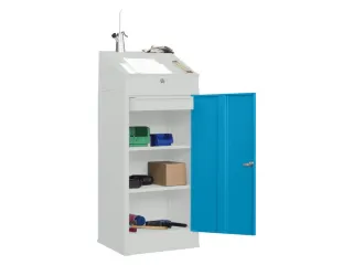 Lessenaarkast Staal Hxbxd 1095/1270x500x500mm Ral 7035 Front Ral 5012 - 2