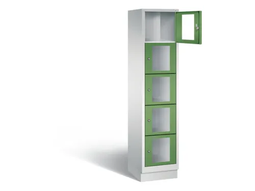 Lockerkast 1800x420x500mm 1x5 vakken Cilinderslot, Sokkel, RAL6011