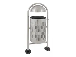 Ronde buitenafvalbak met regendak 27 Liter RVS