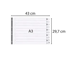 Bedrukte Tabbladen Karton Geplastificeerde Tabs 10 Tabs 1-10 A3 Wit - 1