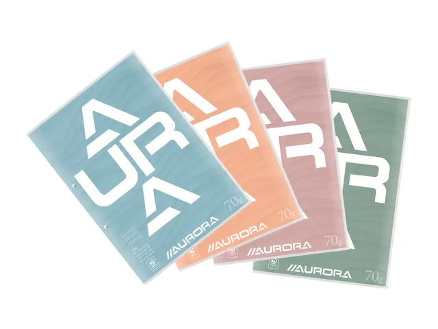 Cursusblok Aurora A4 ruit 4x8mm 2-gaats 200 pagina's 70gr