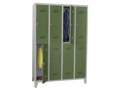 dubbeldekse locker,HxBxD 1850x900x500mm,3x2vak.,RAL7035,front RAL6011