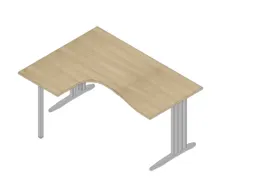 hoek-bureau,HxBxD 730x1600x1200mm,blad eiken,verdieping links