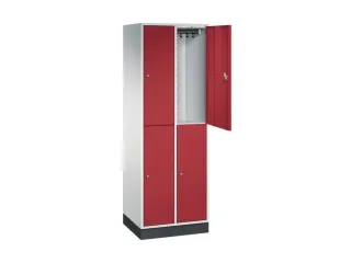 Dubbeldekse garderobekast,RAL 7035/RAL 3003,HxBxD 1950x620x500mm - 1