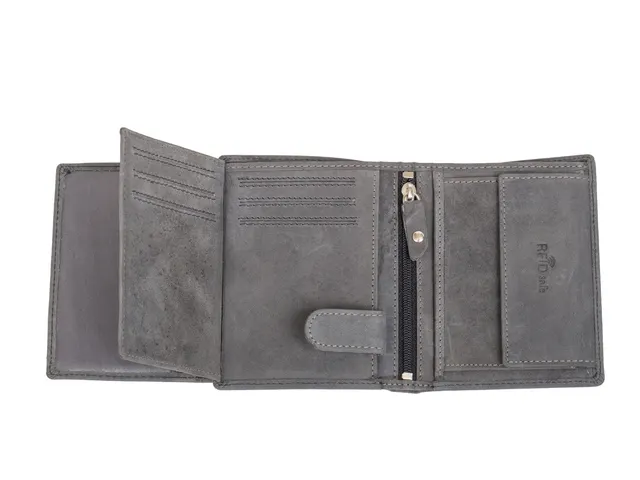 Portefeuille hoog RFID Pride and Soul. Grijs leer.
