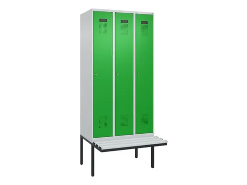 locker met bank,voor scheiding van kleding,HxBxD 2120x900x815mm,3vak