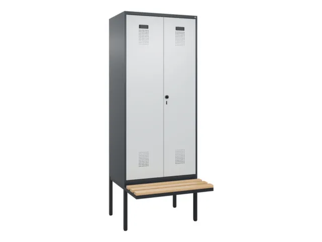 locker met bank,voor scheiding van kleding,HxBxD 2120x800x815mm,2vak