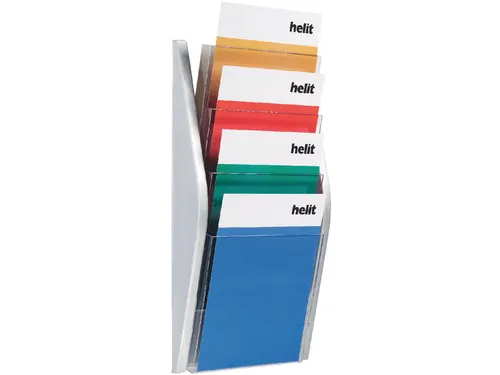 Folderhouder Helit wand 4x A4 zilver
