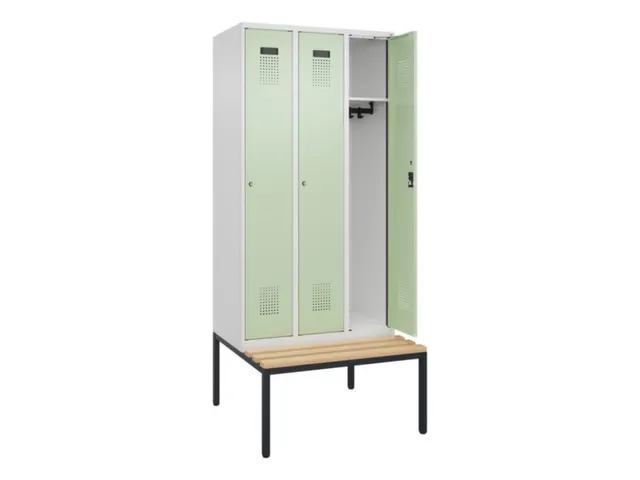locker met bank,HxBxD 2120x900x815mm,3vak,vak B 300mm,cilinderslot
