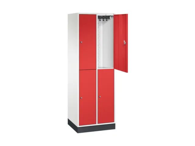 Dubbeldekse garderobekast,HxBxD 1950x620x500mm,2x2vak.,vak B 260mm