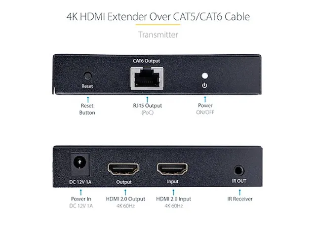 4K HDMI Extender Over CAT5/CAT6 Kabel, 4K 60Hz HDR Video Extender