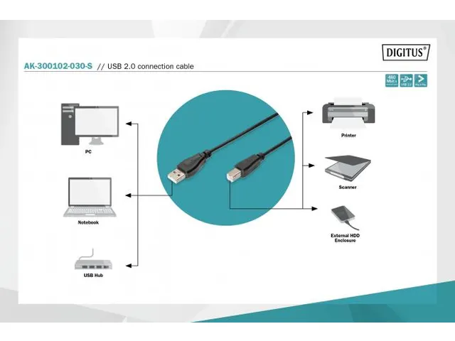 USB-aansluitkabel type A-B mannelijk/mannelijk 3m USB 2.0 compatibel