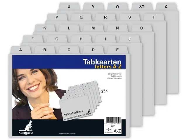 Tabkaart Kangaro A-Z PP 250 micron grijs 210x150/160mm