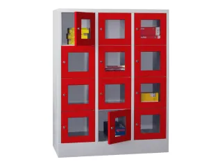 lockerkast,HxBxD 1518x1200x500mm,3x4vakken,RAL7035,front RAL3000 - 2