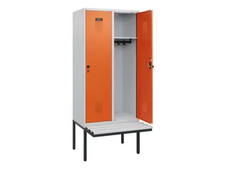locker met bank,HxBxD 1950x800x815mm,2vak,vak B 400mm,draaigrendel - 1