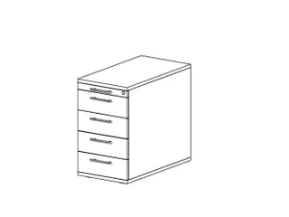 stationaire ladeblokken,HxBxD 720-760x428x800mm,4lade(n),mat.-lade - 2
