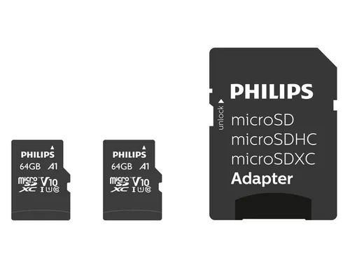 Geheugenkaart Philips micro SDXC Class 10 UHS-I U1 64GB 2 stuks