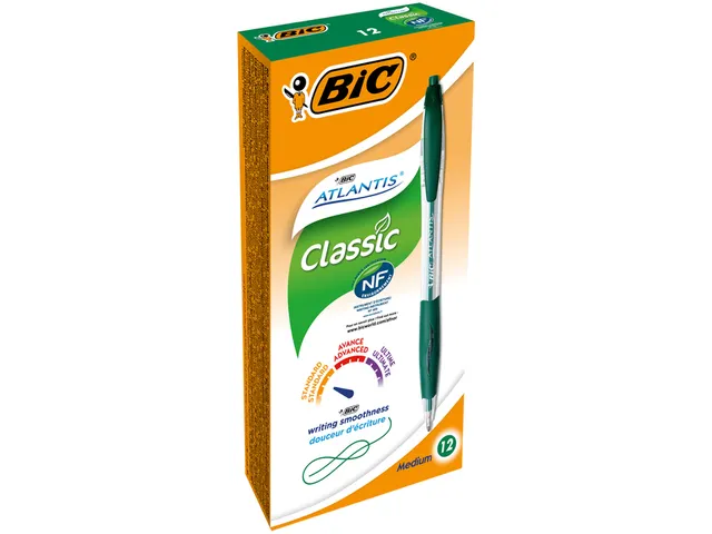 Balpen Bic Atlantis classic grip clic medium groen