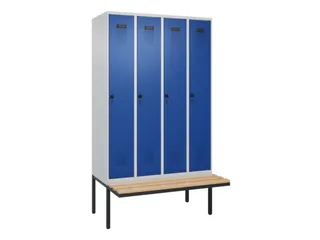 locker met bank,voor scheiding van kleding,HxBxD 2120x1200x815mm,4vak - 2