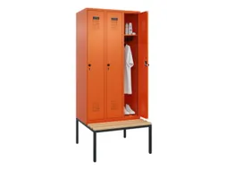 locker met bank,HxBxD 2120x900x815mm,3vak,vak B 300mm,draaigrendel