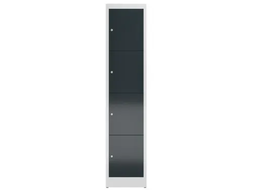 Lockerkast 1800x415x500mm 1x4 vakken cilinderslot, sokkel, RAL7016