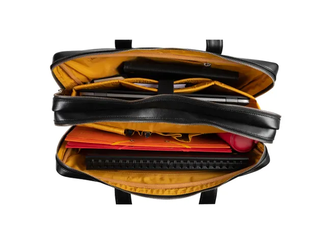 Computertas-dubbel E xactive zwart leder