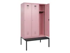 locker met bank,HxBxD 2120x1200x815mm,3vak,vak B 400mm,cilinderslot