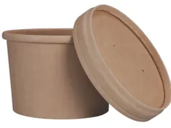 Soepbeker met deksel Karton met PP 236ml bruin doos 20x25 Stuks