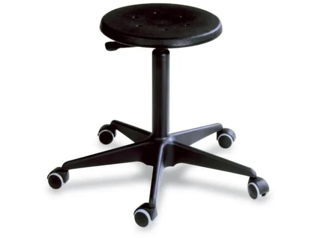 Esd Draaikruk Wielen Voetkruis 410-540mm Pu Zwart Gasveer