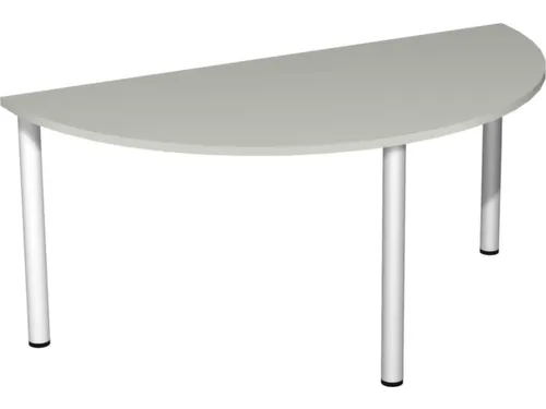 vergadertafel HxBxD 72x160x80cm halfrond Lichtgrijs 3voeten Alu