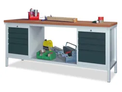 werkbank,HxBxD 900x2000x700mm,onderstel/romp RAL7035,front RAL7035