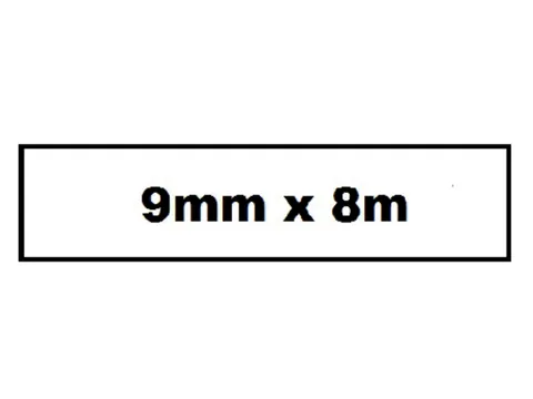Labeltape Quantore TZE-221 9mm x 8m zwart op wit