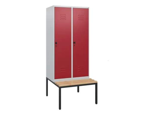 locker met bank,HxBxD 1950x800x815mm,2vak,vak B 400mm,draaigrendel