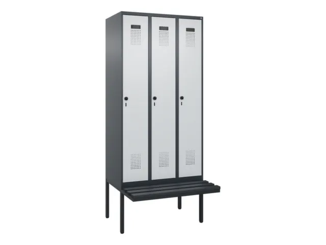 locker met bank,voor scheiding van kleding,HxBxD 2120x900x815mm,3vak