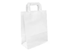 Papieren zak Kraft Wit met Handvat 28x22cm 70 Gram 250 Stuks