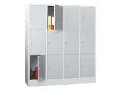 lockerkast,HxBxD 1850x1600x500mm,4x3vakken,RAL7035,front RAL3000